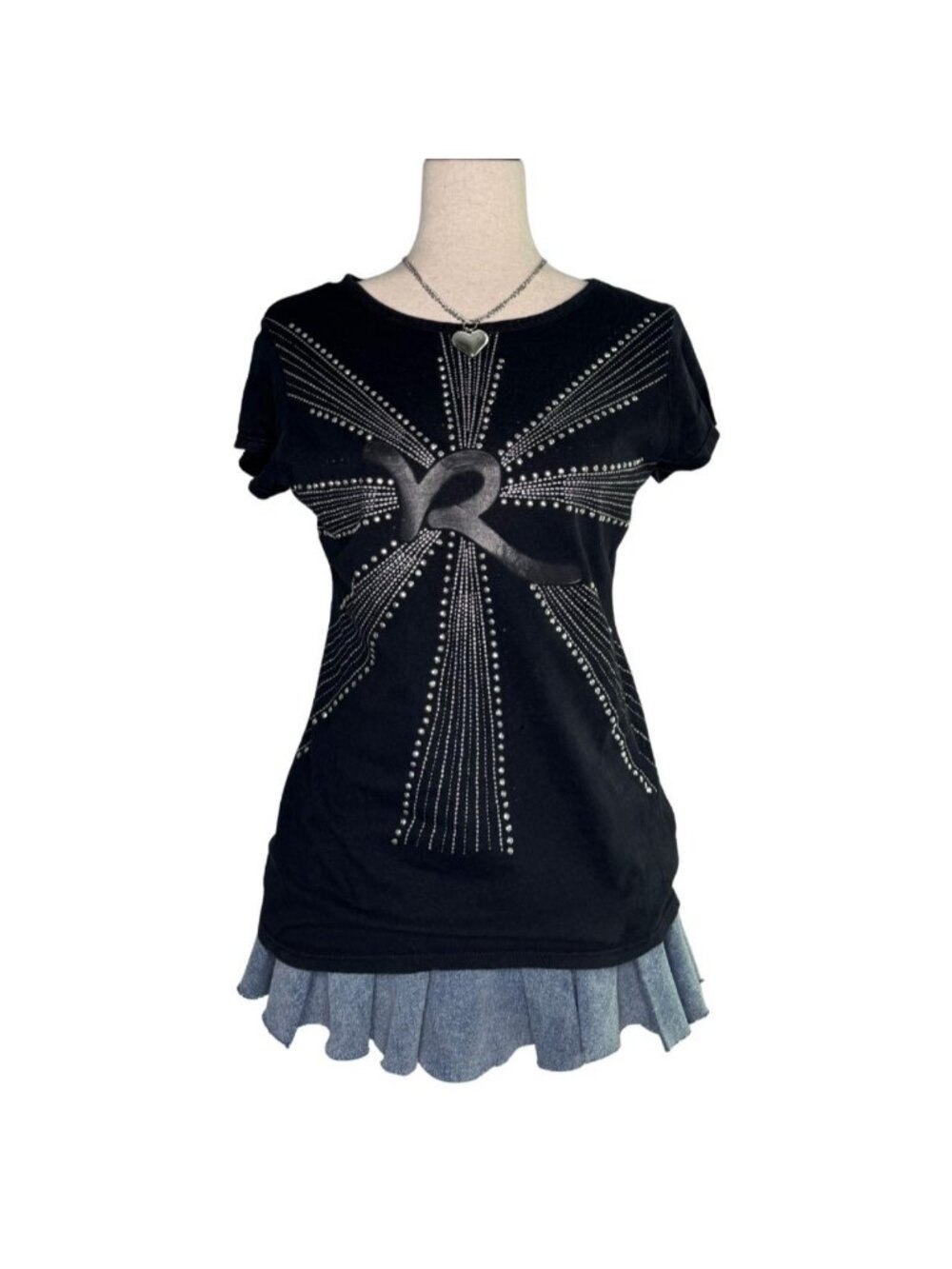 Y2K Rocawear Rhinestone Graphic Tee Black McBling Large